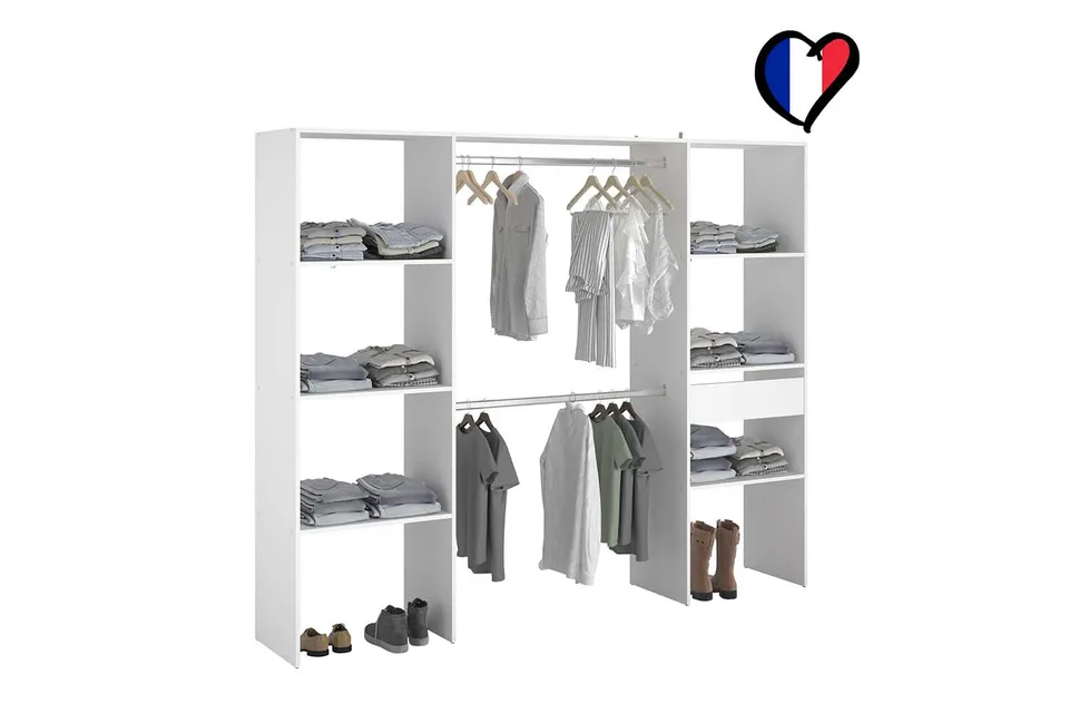 concept-usine-elys-e-dressing-blanc-220-cm-tiroir-penderie image 1