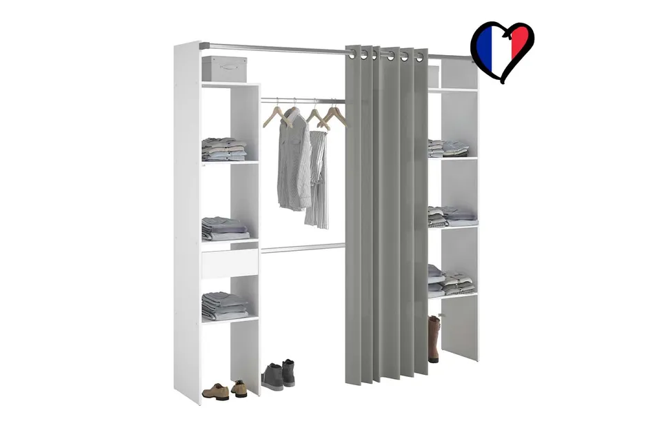 concept-usine-elysee-dressing-blanc-198-cm-avec-rideau image 1