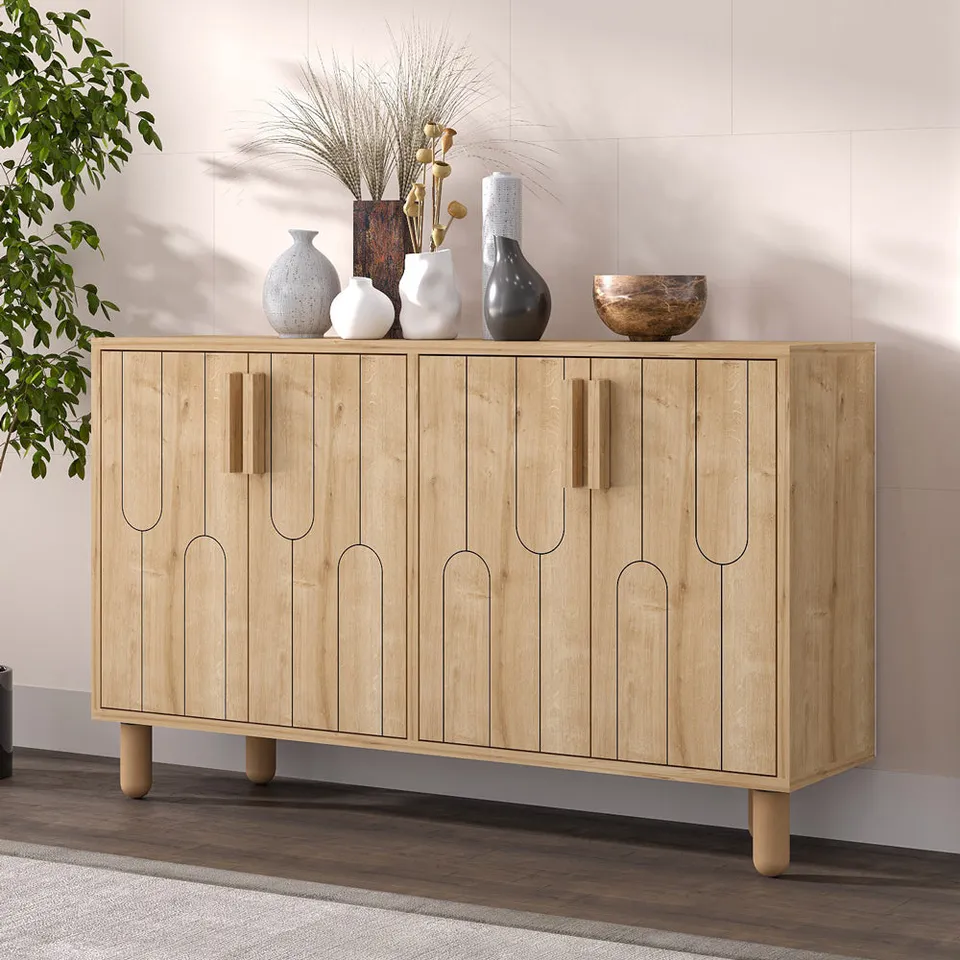 concept-usine-vinci-buffet-120-cm-bois-clair-4-portes image 1