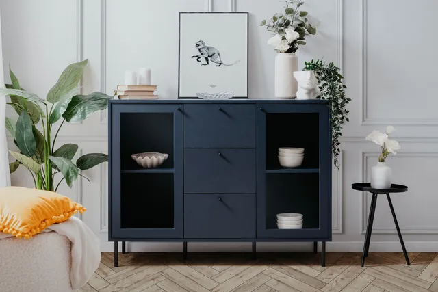 concept-usine-lanzarote-buffet-bleu-marine-bois-2-portes image 1