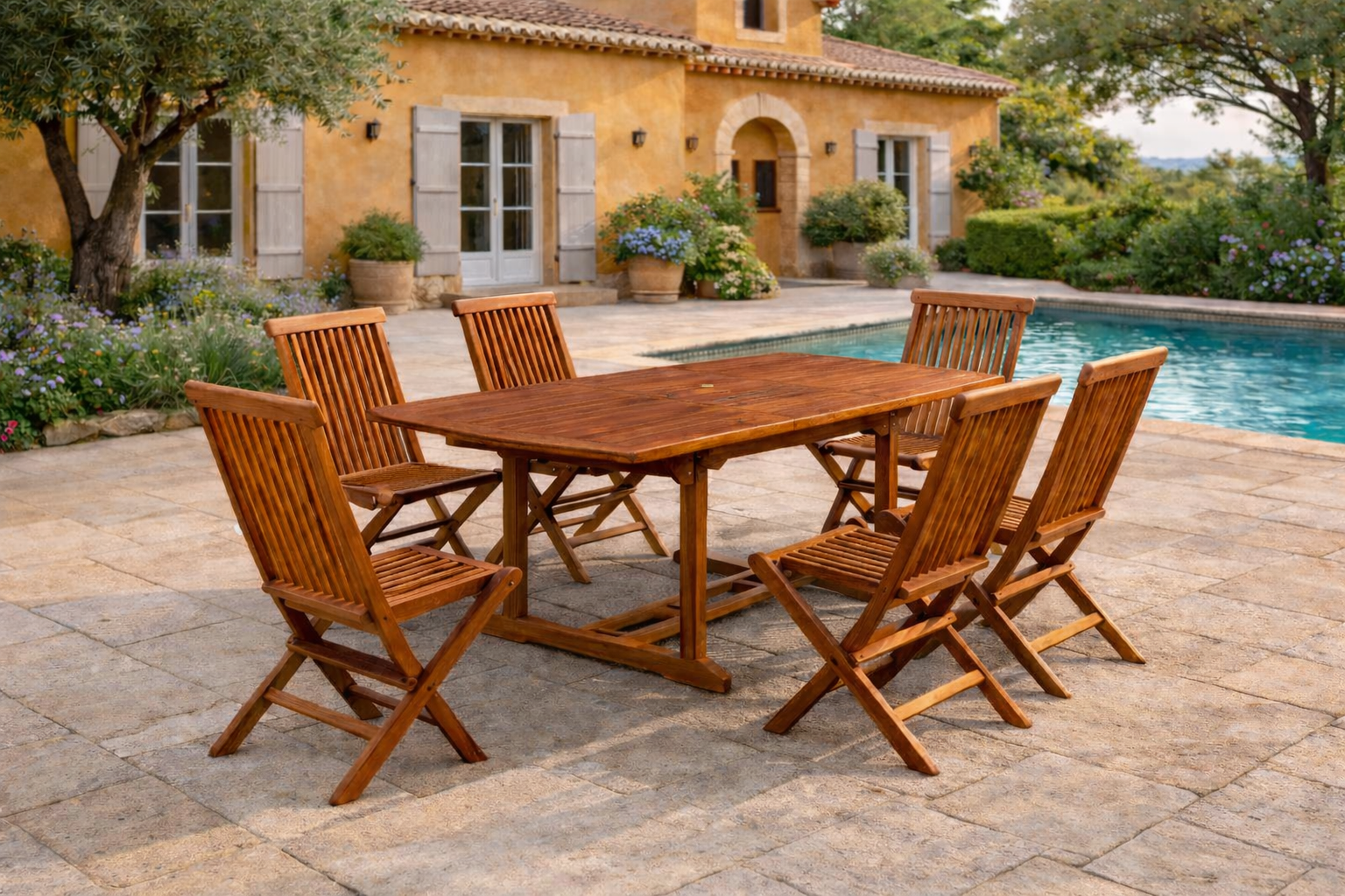 concept-usine-lubok-6-salon-jardin-teck-extensible-6-chaises image 1