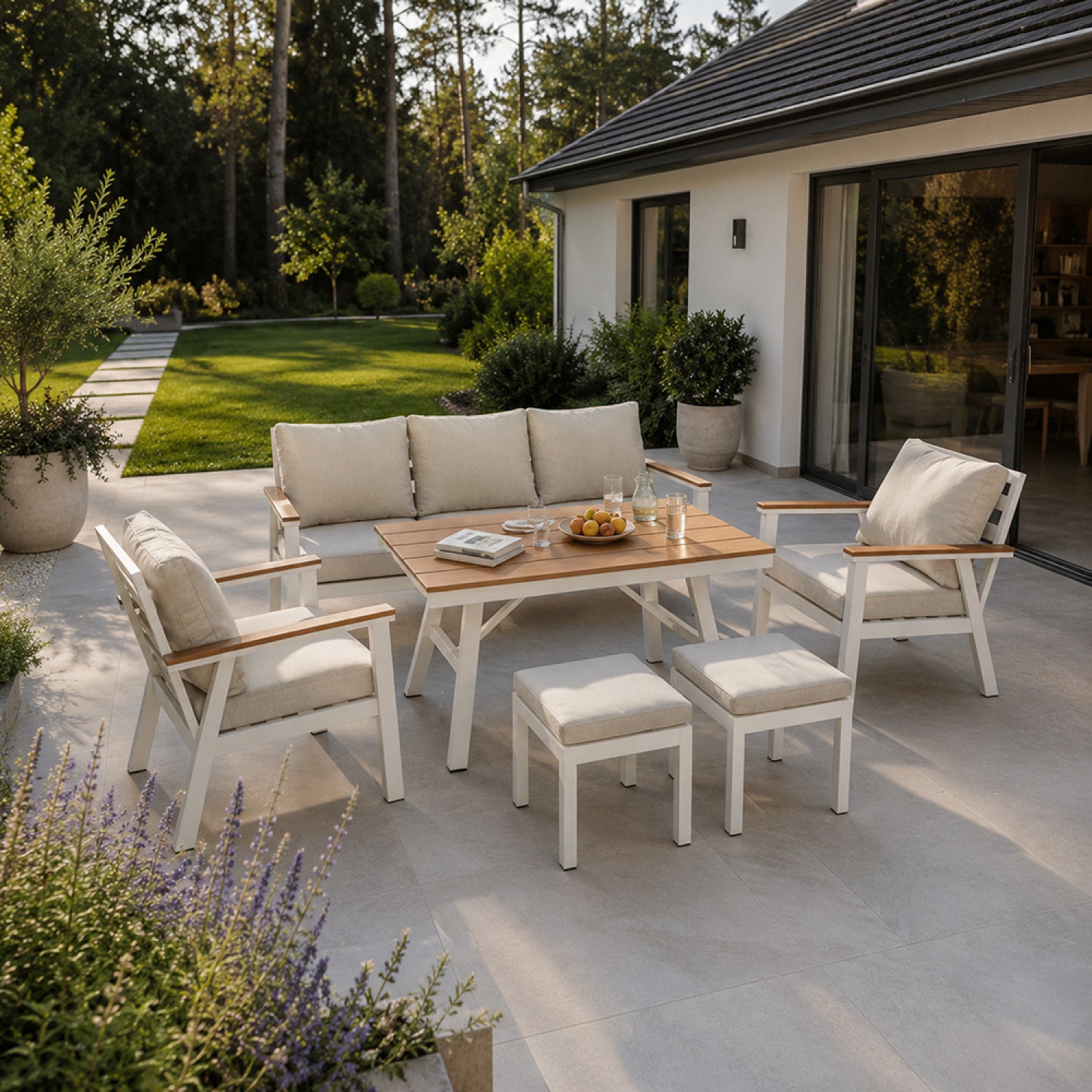 concept-usine-apia-salon-de-jardin-7-places-beige-poufs image 1
