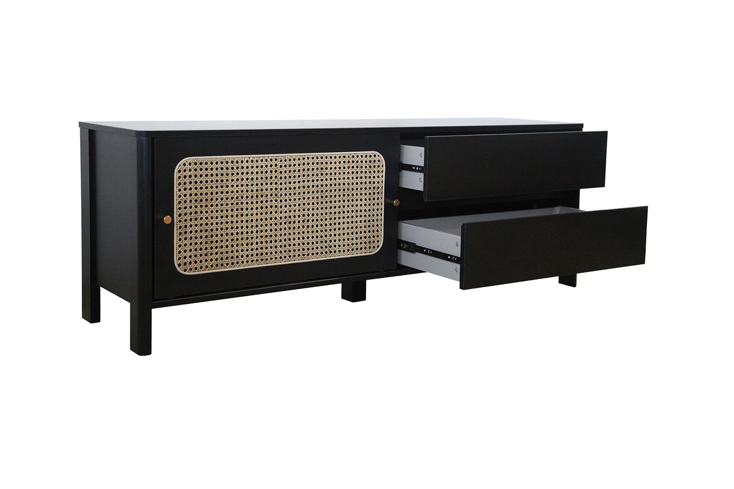 concept-usine-bali-meuble-tv-noir-cannage-140-cm-2-tiroirs image 2