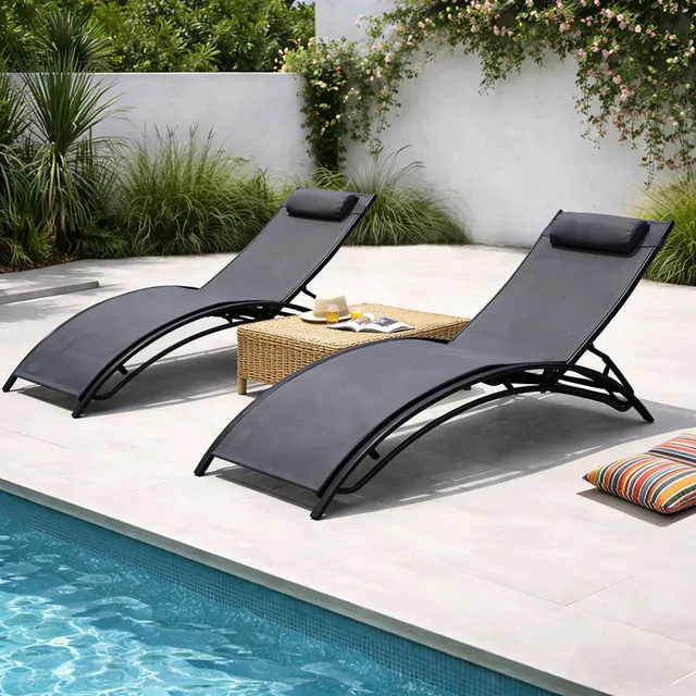 concept-usine-cali-lot-2-transats-acier-kaki-gris-inclinables image 1