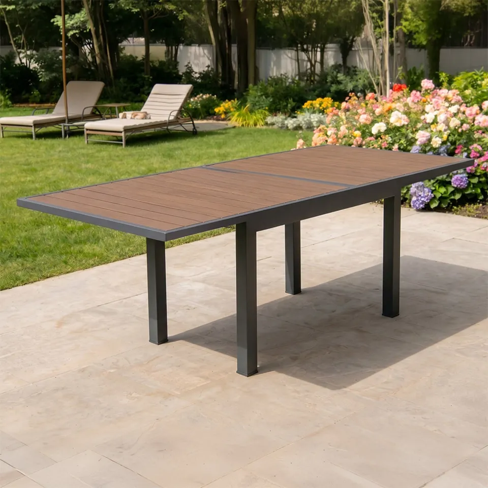 concept-usine-nido-table-de-jardin-extensible-alu-bois-90-180-cm image 1