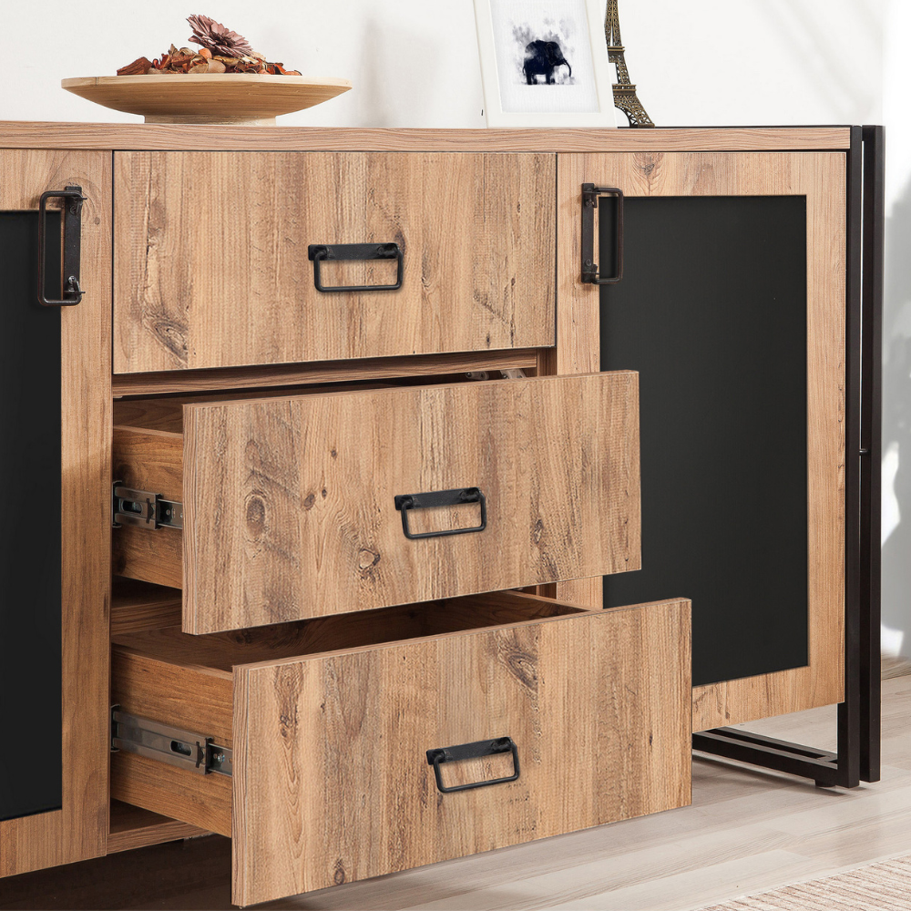 concept-usine-tonya-buffet-industriel-bois-noir-154-cm image 2