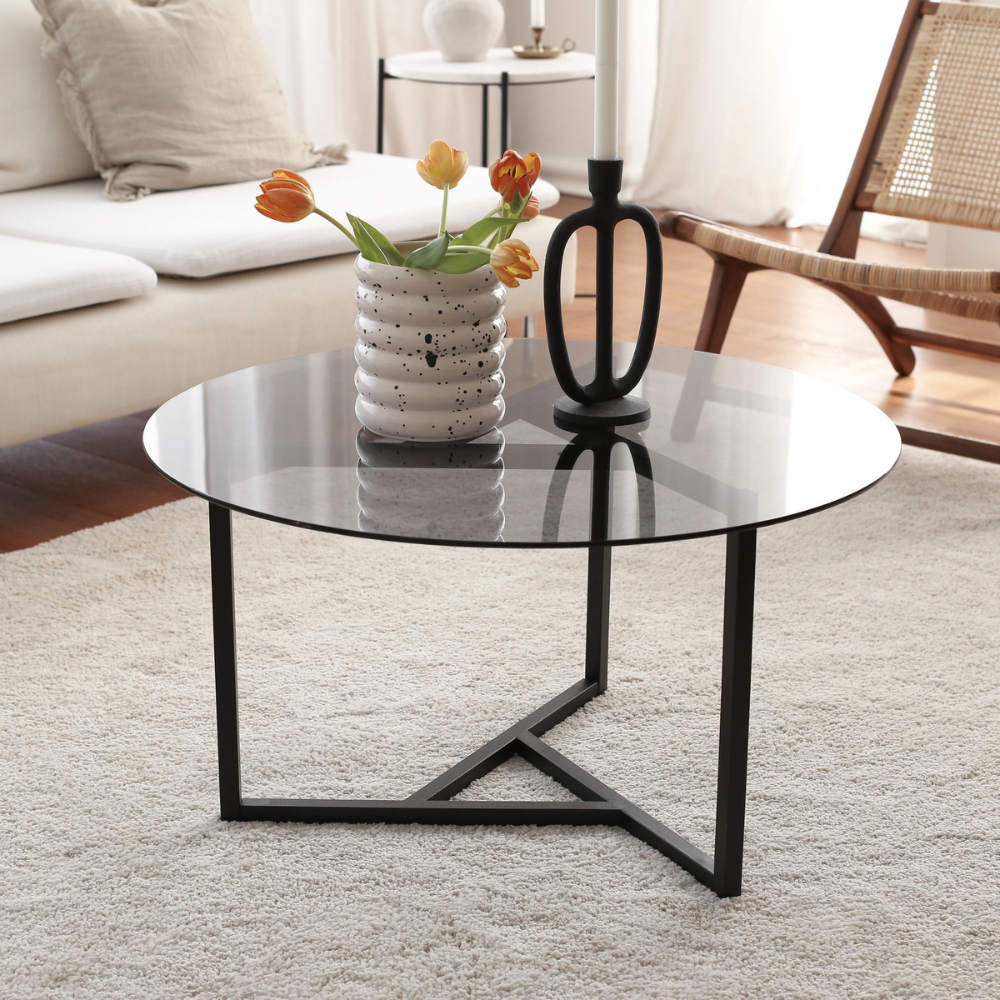 concept-usine-mia-table-basse-ronde-noire-verre-et-m-tal image 2