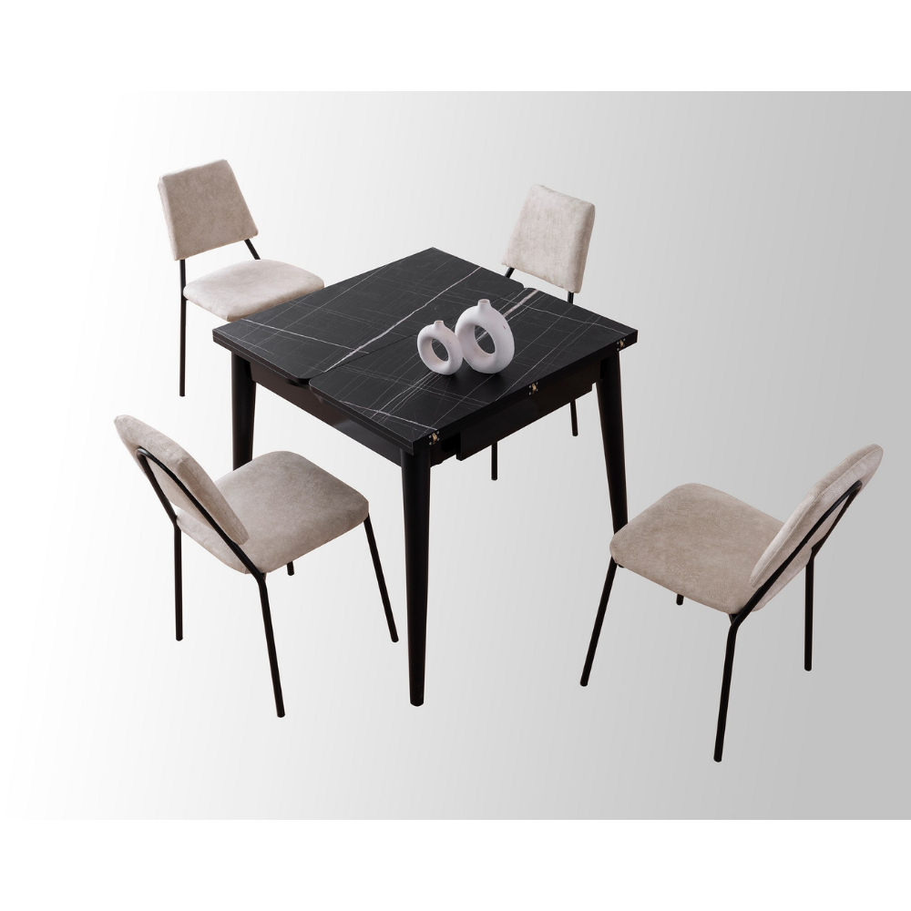concept-usine-kavala-table-manger-extensible-noire-4-places image 4