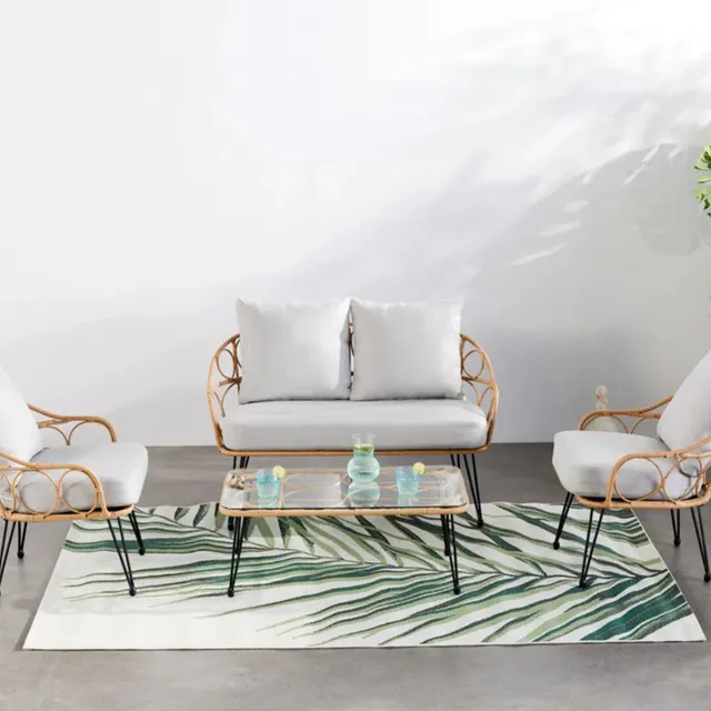 concept-usine-porto-salon-jardin-4-places-rotin-beige image 1