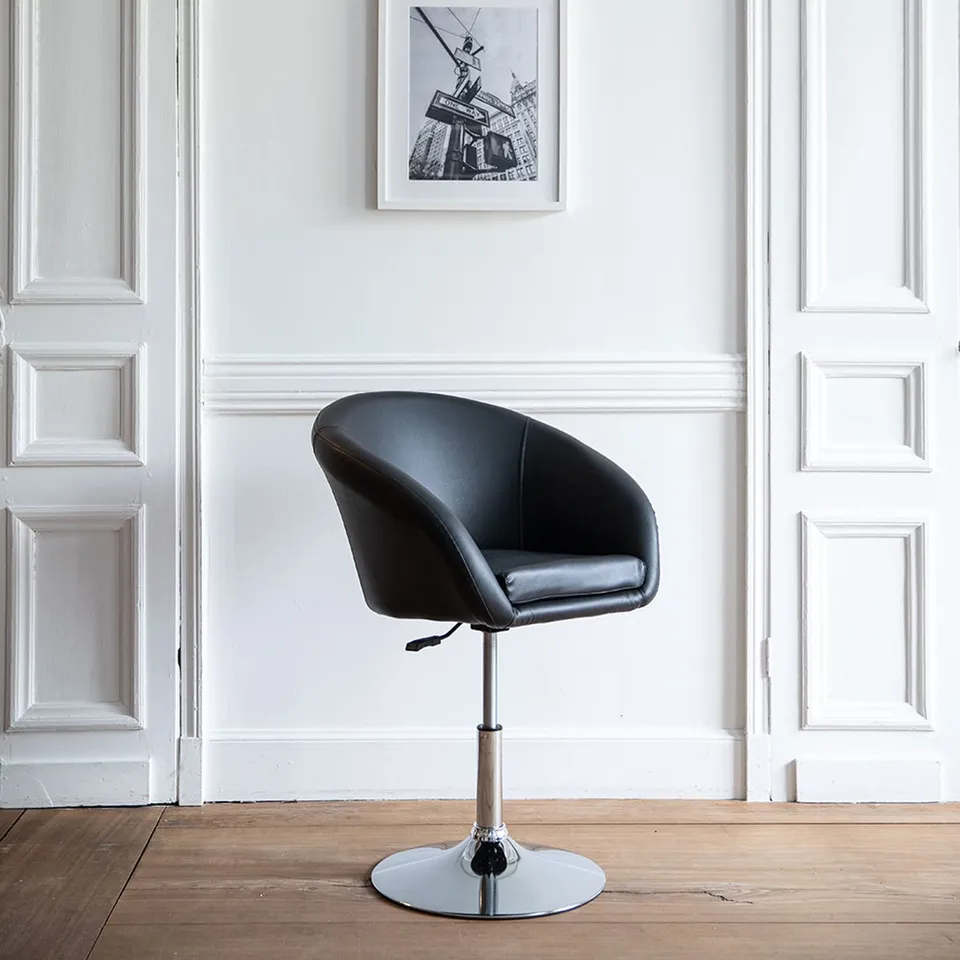 happy-garden-gabin-tabouret-bar-simili-noir-r-glable-dossier image 1