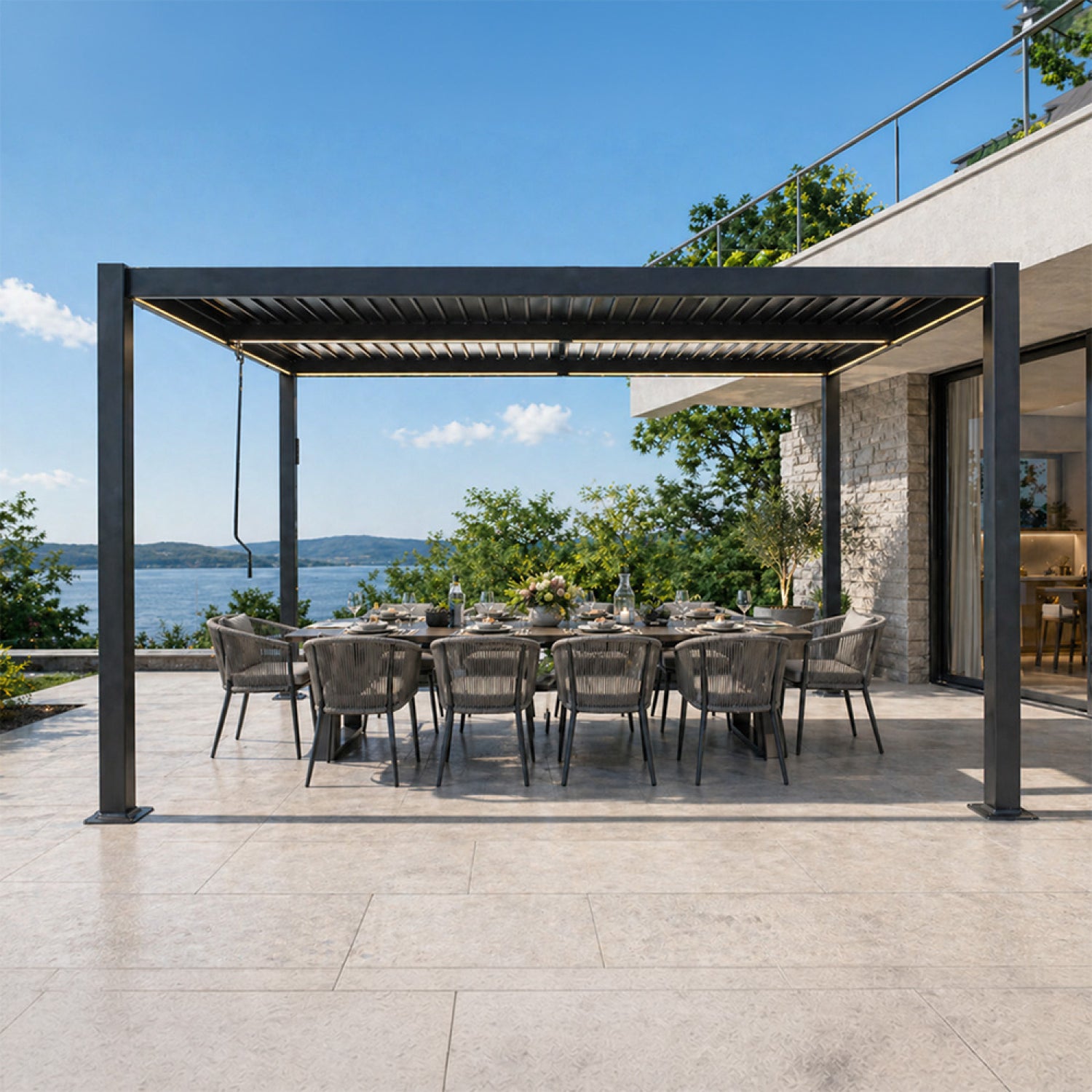 concept-usine-corfu-led-pergola-bioclimatique-noire-4x3-m image 2