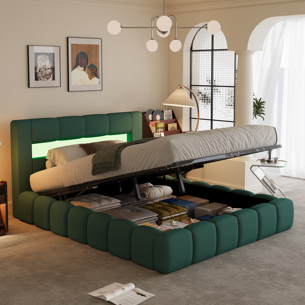concept-usine-omaha-lit-coffre-180x200-velours-beige-led image 2