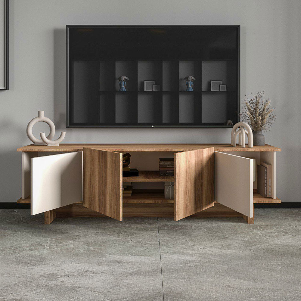 concept-usine-brona-meuble-tv-bois-beige-180-cm-4-placards image 2