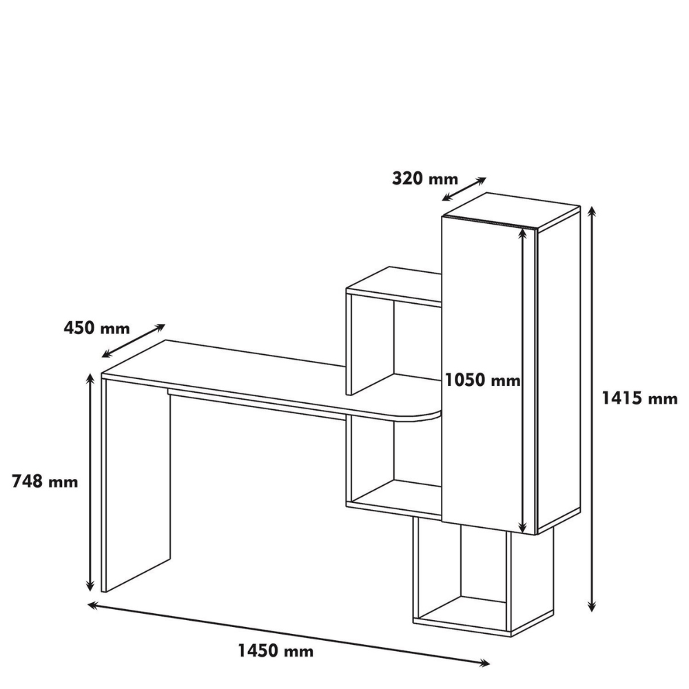 concept-usine-turku-bureau-bois-blanc-145-cm-6-rangements image 5