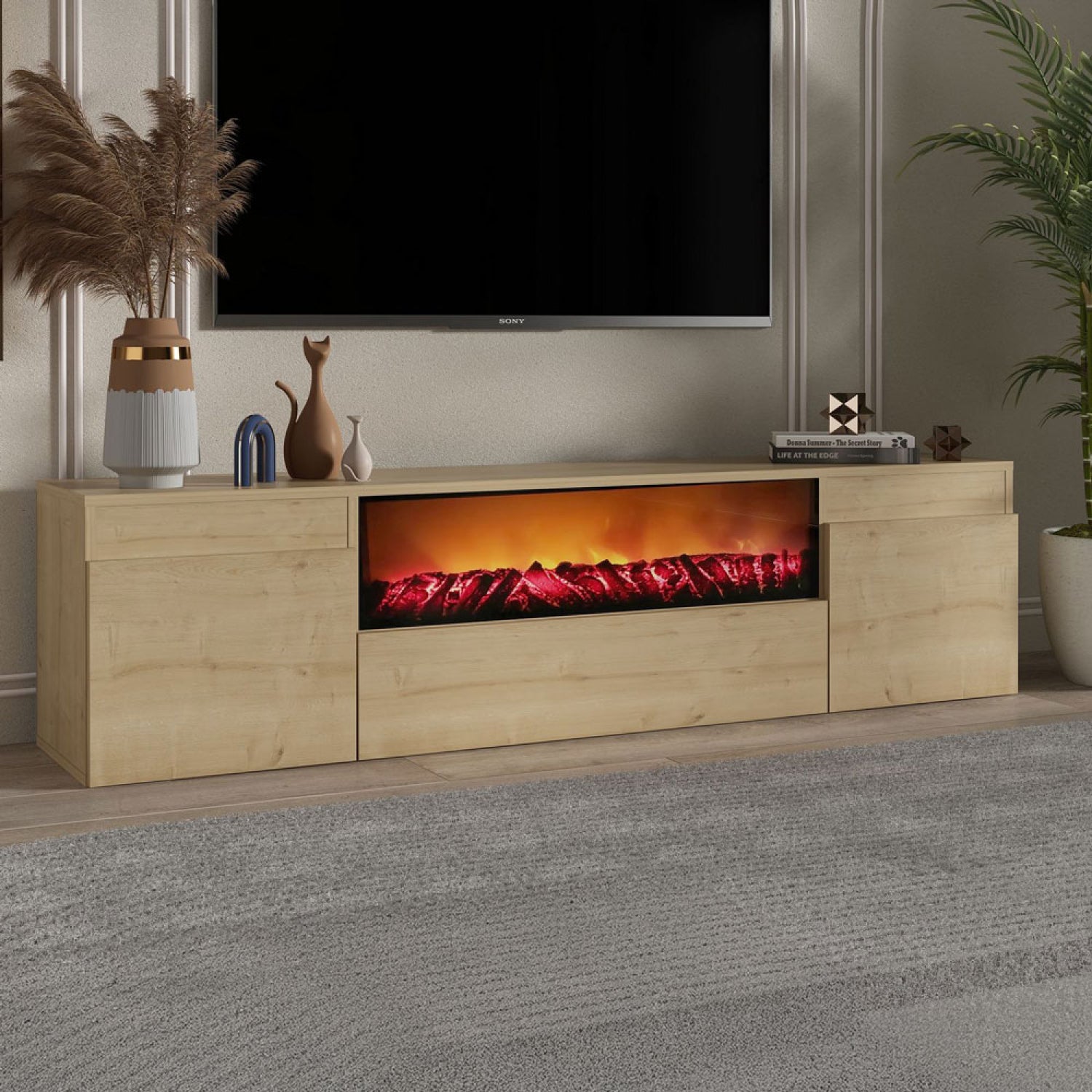 concept-usine-pyro-meuble-tv-180-cm-effet-ch-ne-avec-chemin-e-led image 2
