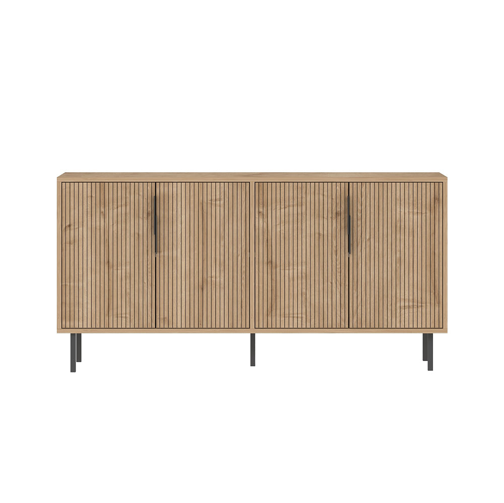 concept-usine-ciaro-buffet-150-cm-noir-et-bois-cannel-4-portes image 3