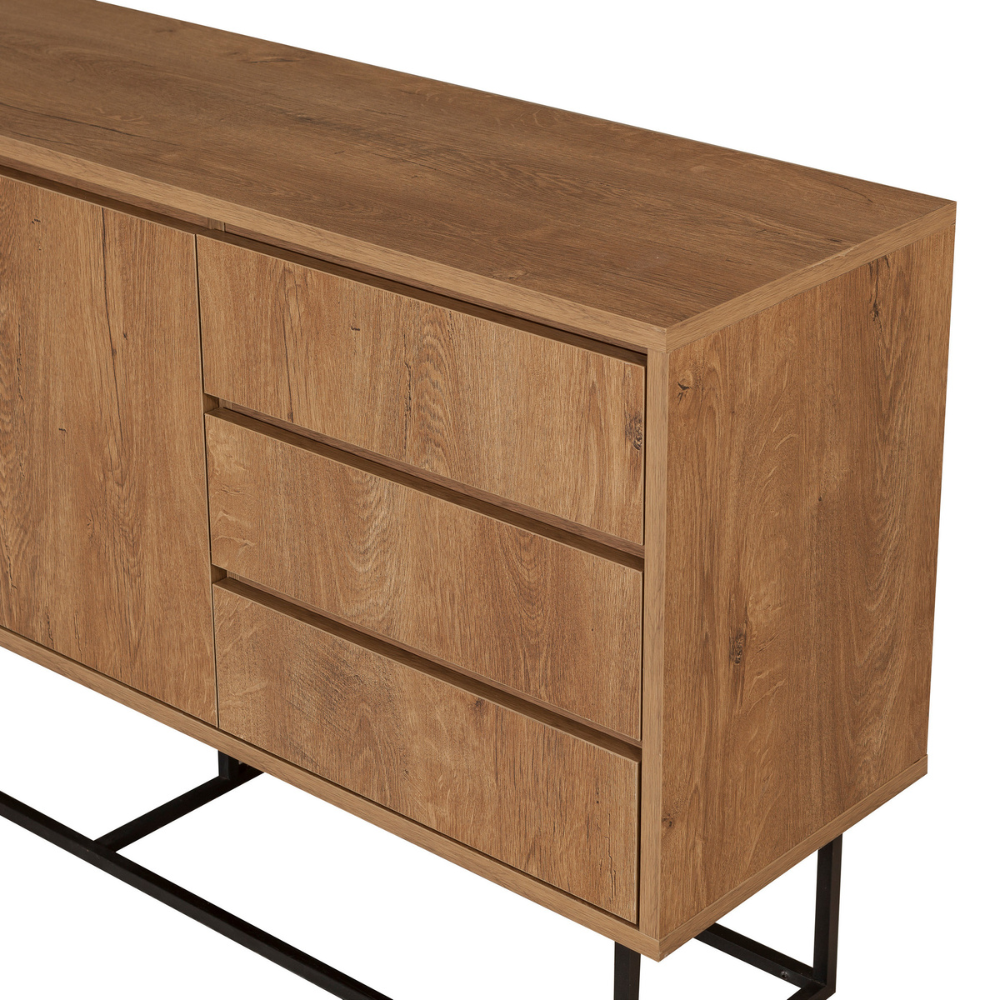 concept-usine-sabinov-buffet-140-cm-noir-et-bois-avec-portes image 6