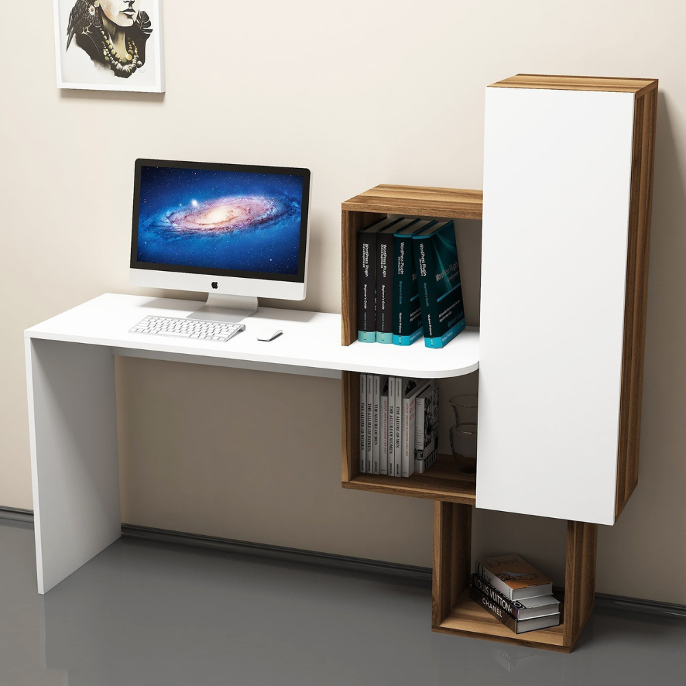 concept-usine-turku-bureau-bois-blanc-145-cm-6-rangements image 2