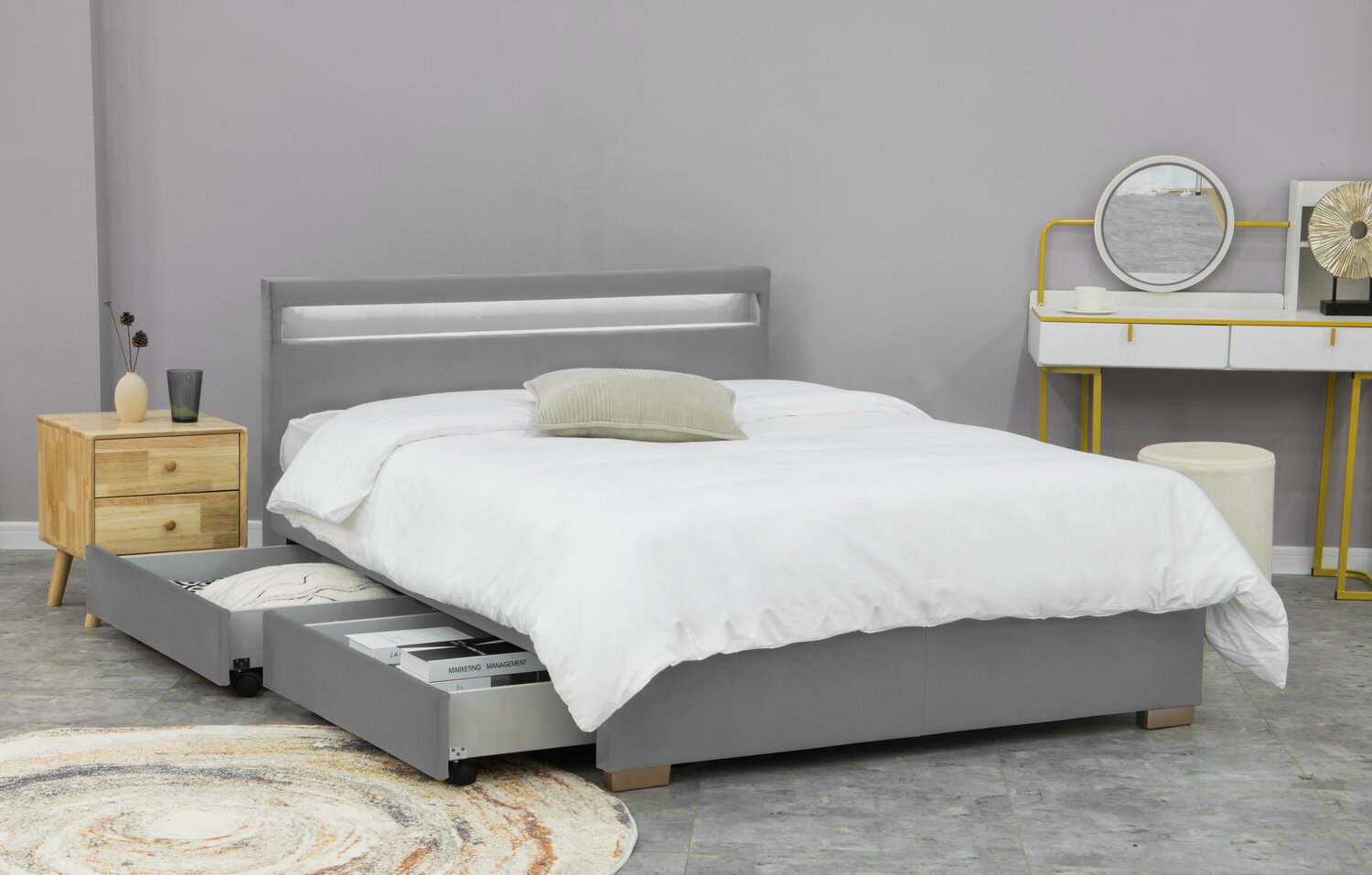 concept-usine-enfield-lit-velours-160x200-cm-led-gris image 4