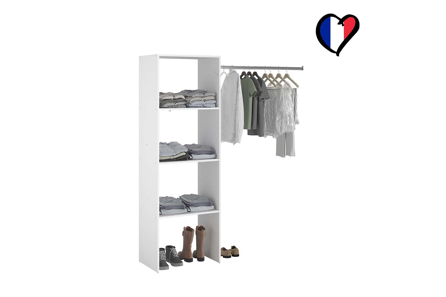 concept-usine-elys-e-dressing-160-cm-blanc-bois-penderie image 1