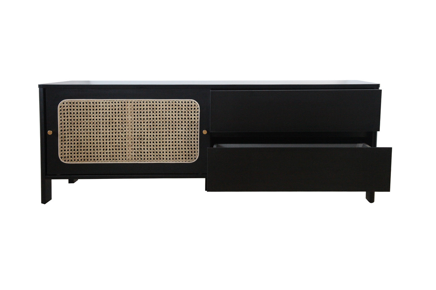 concept-usine-bali-meuble-tv-noir-cannage-140-cm-2-tiroirs image 3