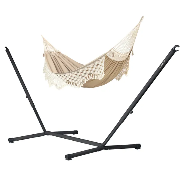 la-siesta-nautico-hamac-avec-support-coton-bio-muscade-king-400-cm image 1