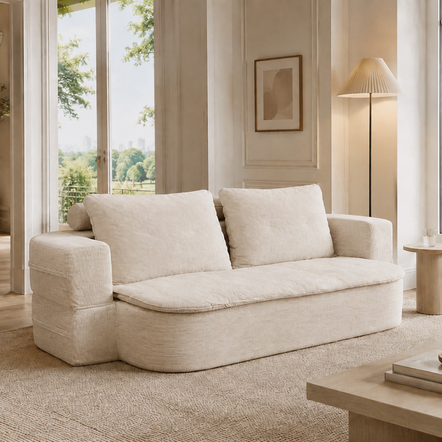 concept-usine-watford-canap-convertible-velours-beige-3-places image 1