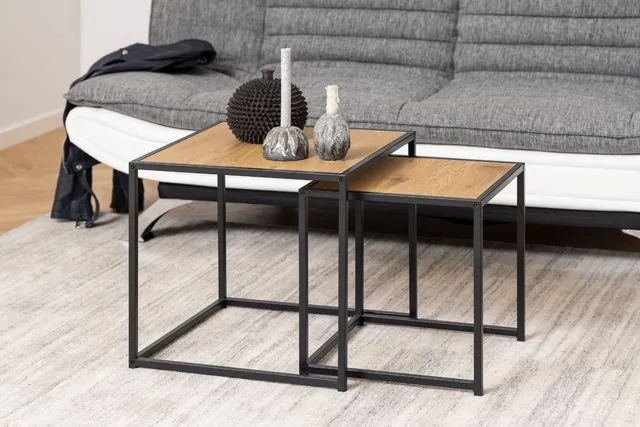 concept-usine-factory-table-basse-gigogne-carr-noir-bois image 1
