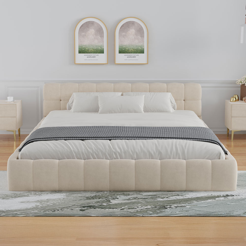concept-usine-kansas-lit-velours-beige-160x200-nuage image 1
