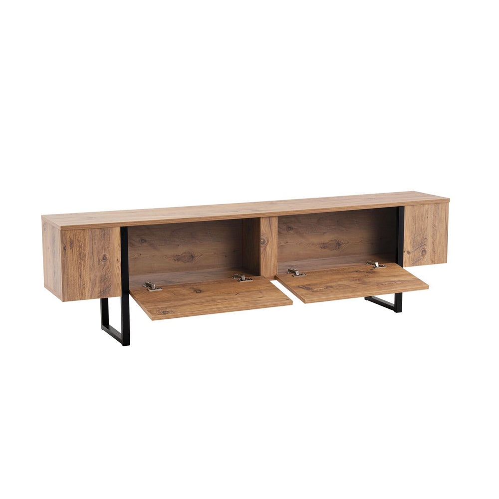 concept-usine-moov-180-cm-meuble-tv-industriel-noir-et-bois image 7