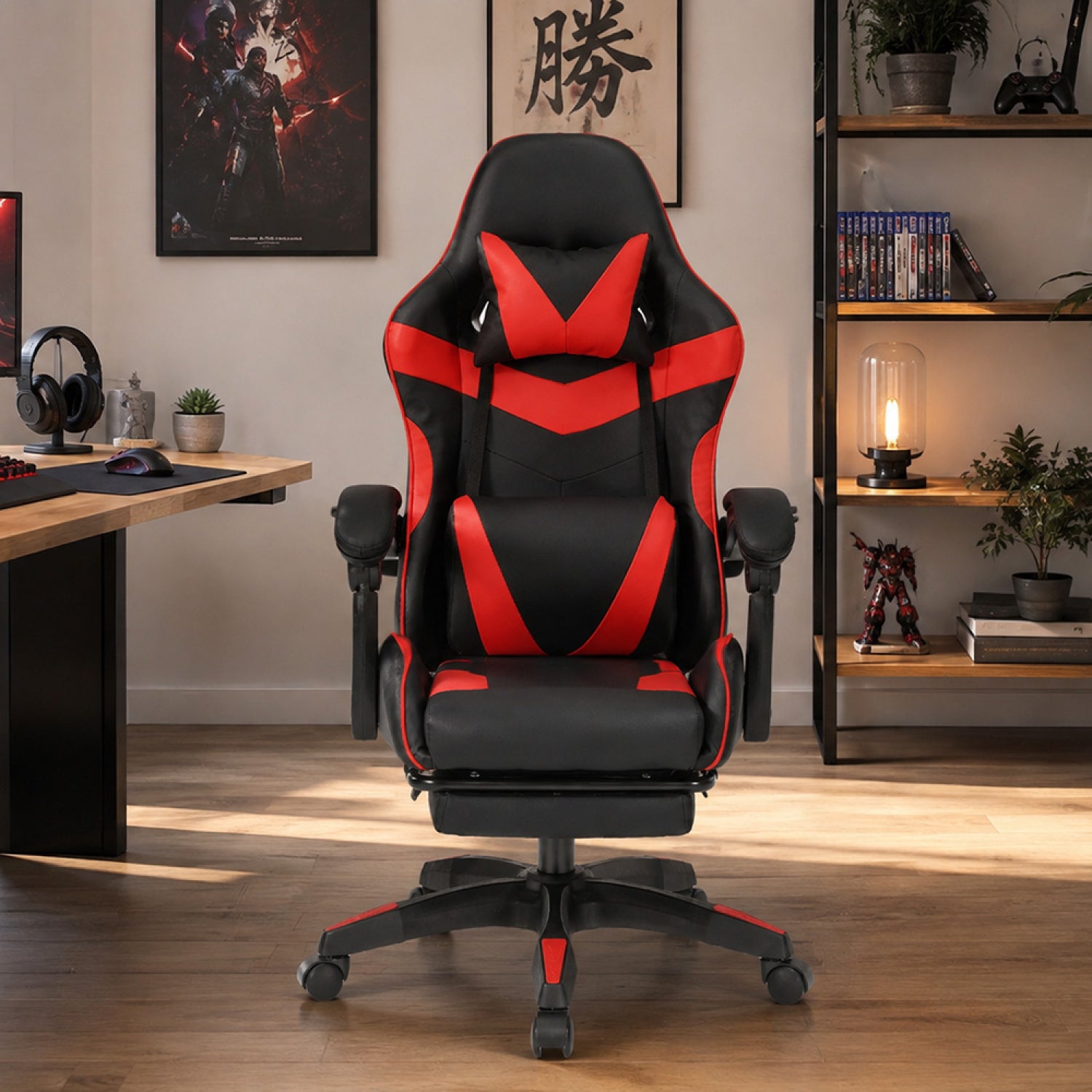concept-usine-akron-chaise-gaming-noir-et-rouge-inclinable image 2