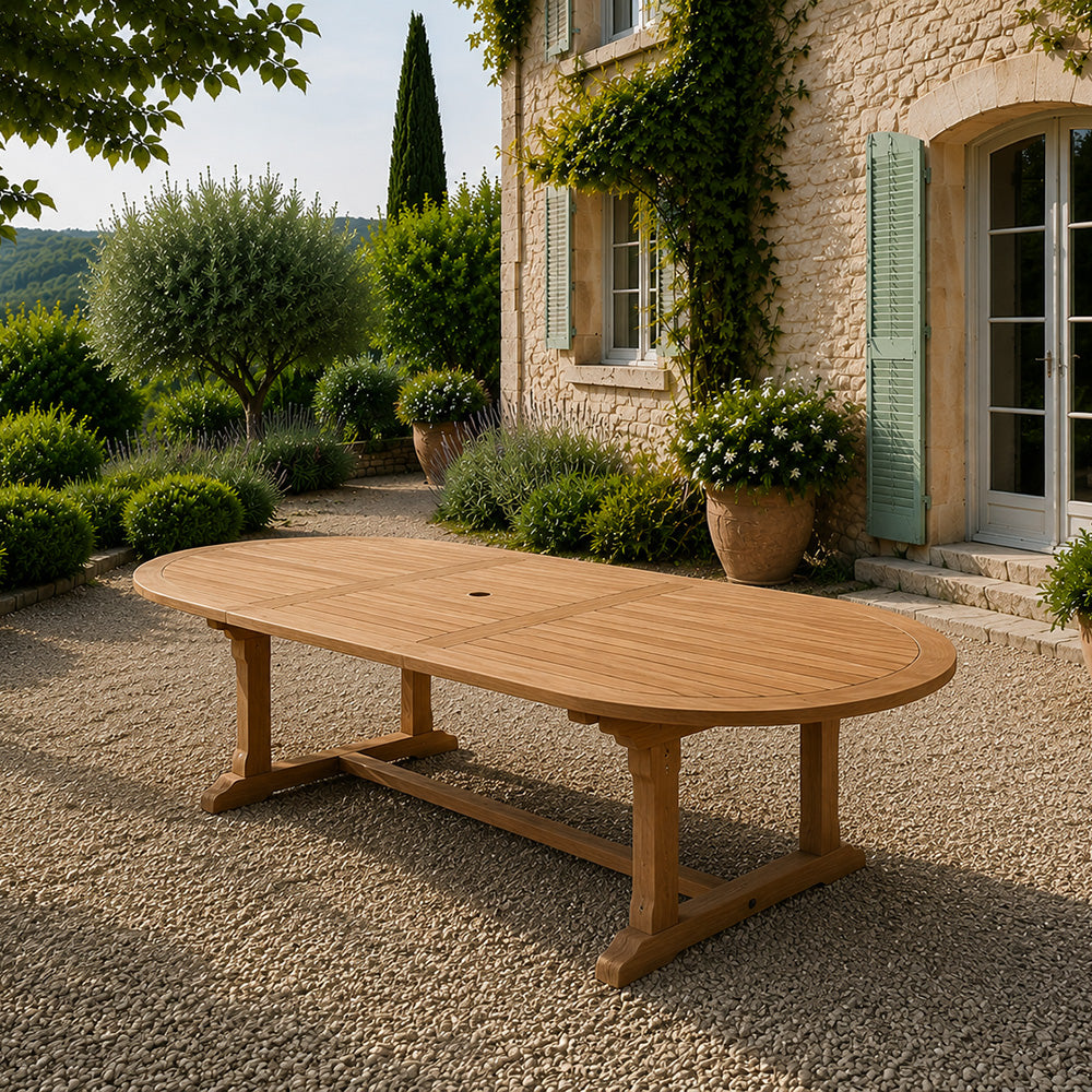 concept-usine-kajang-ovale-300-cm-table-jardin-teck-extensible image 1