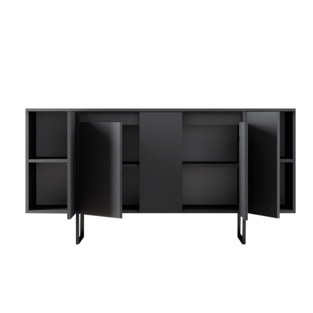 concept-usine-boras-buffet-noir-bois-160-cm-avec-porte image 4