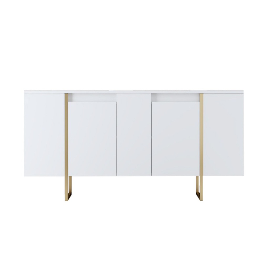 concept-usine-luxor-buffet-bois-160-cm-blanc-4-portes-design image 6
