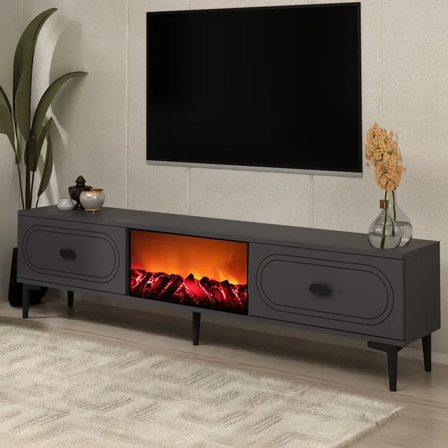 concept-usine-fyra-meuble-tv-150-cm-anthracite-chemin-e-led image 1