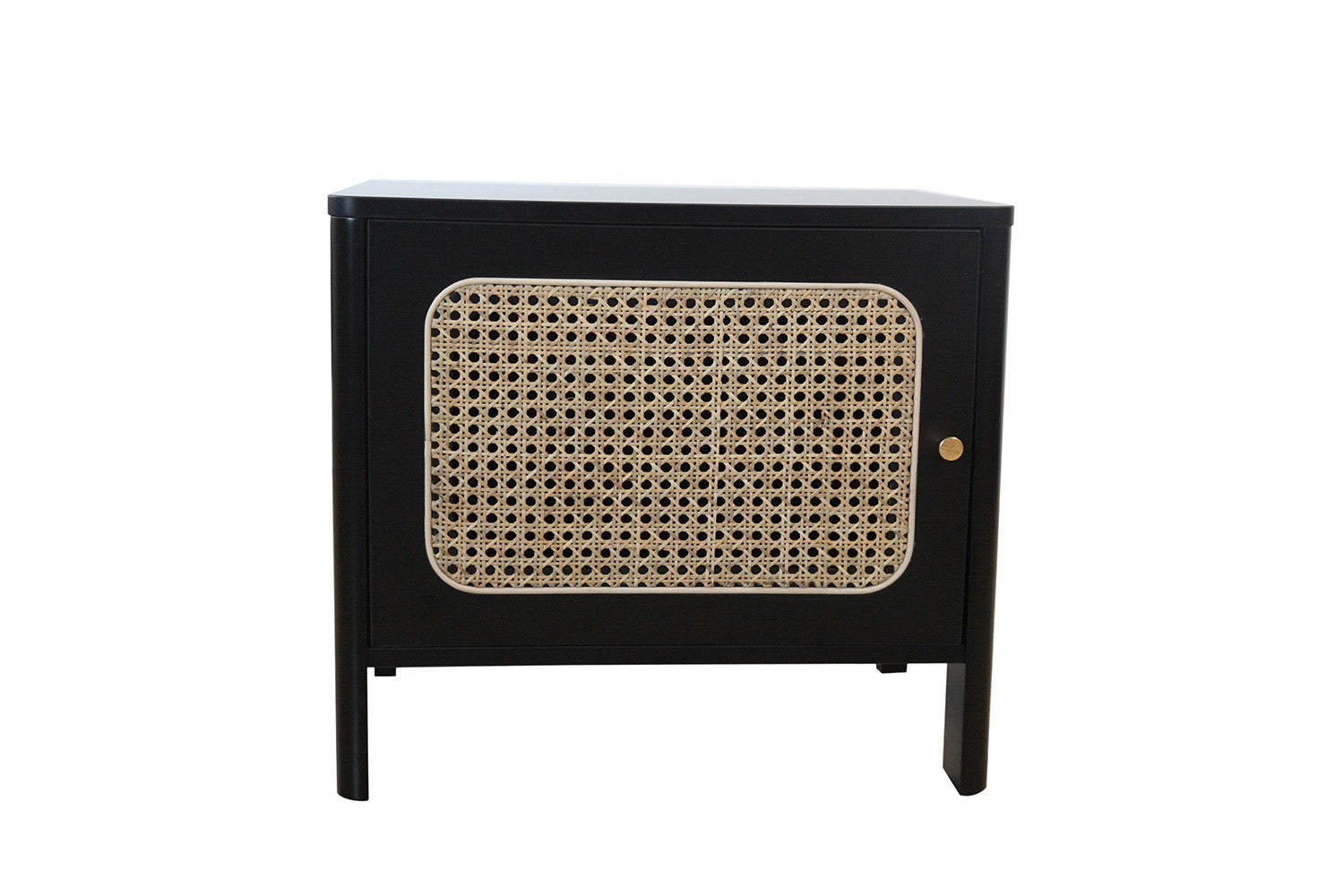 concept-usine-bali-table-de-chevet-bois-noir-cannage-vintage image 2