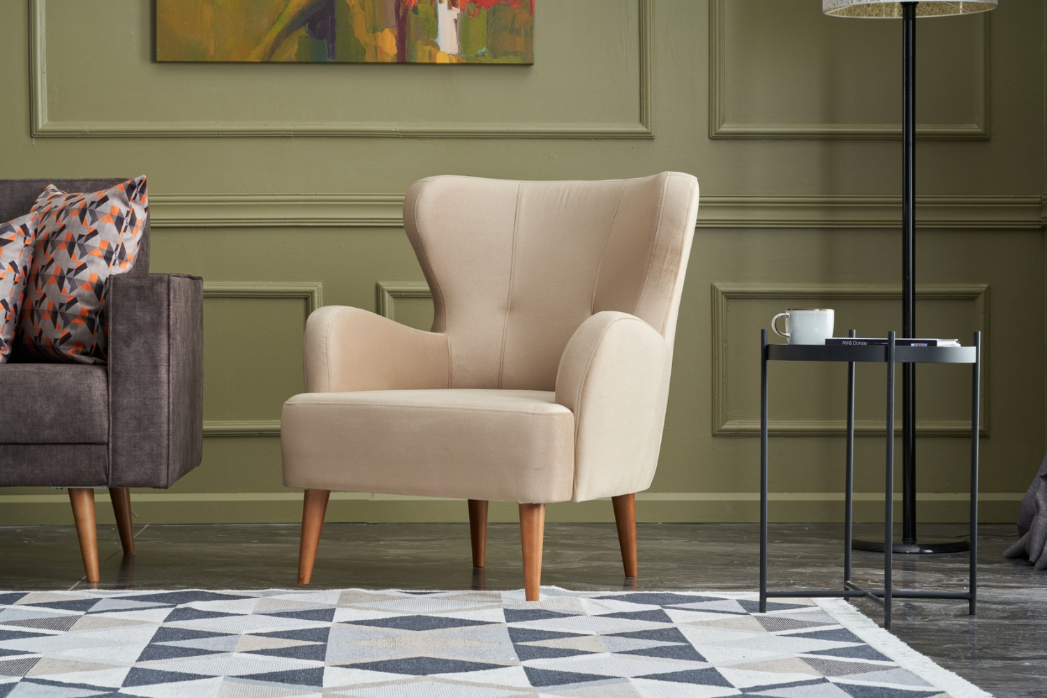 concept-usine-smith-fauteuil-velours-beige-vintage-1-place image 3
