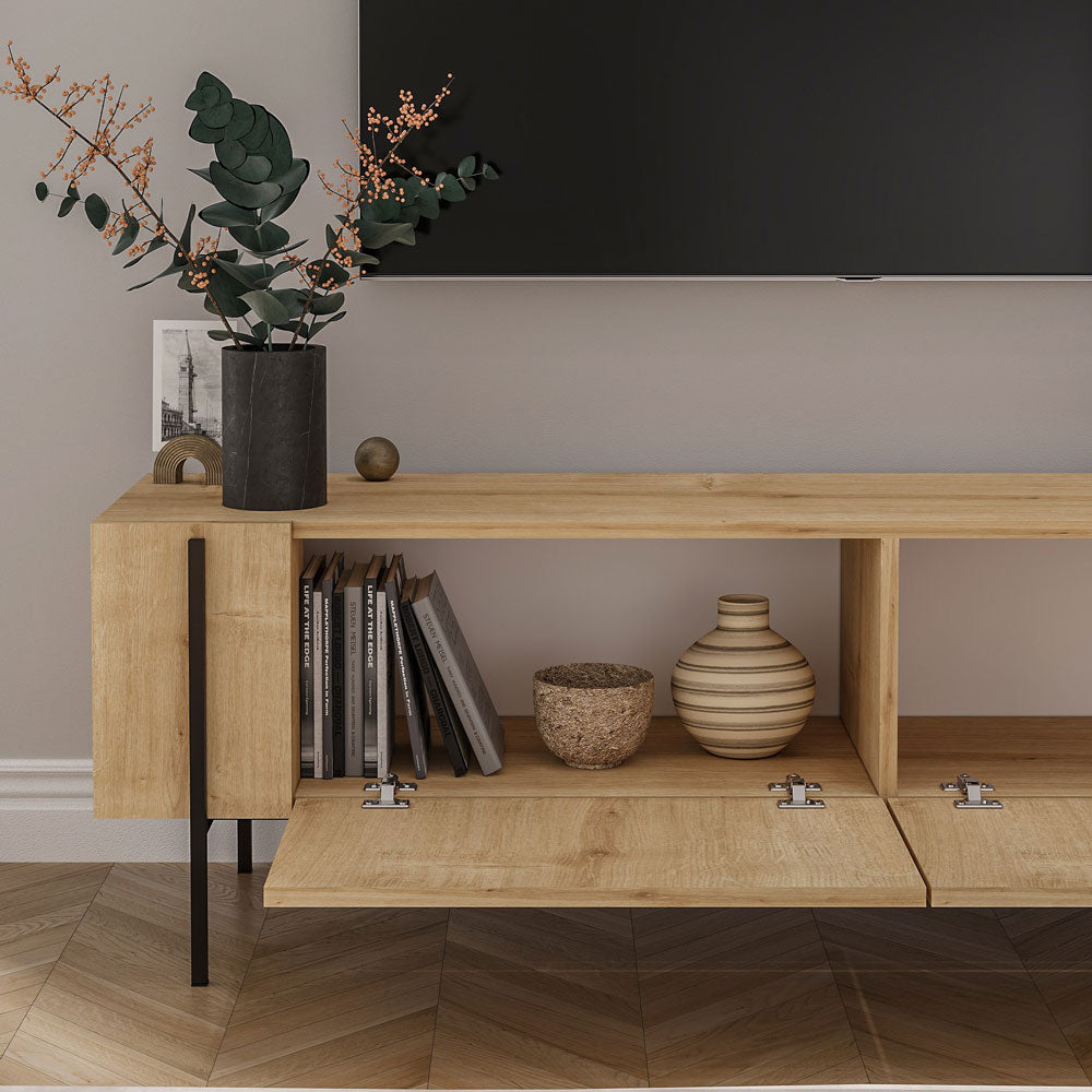concept-usine-frena-meuble-tv-ch-ne-m-tal-160-cm-placards image 3