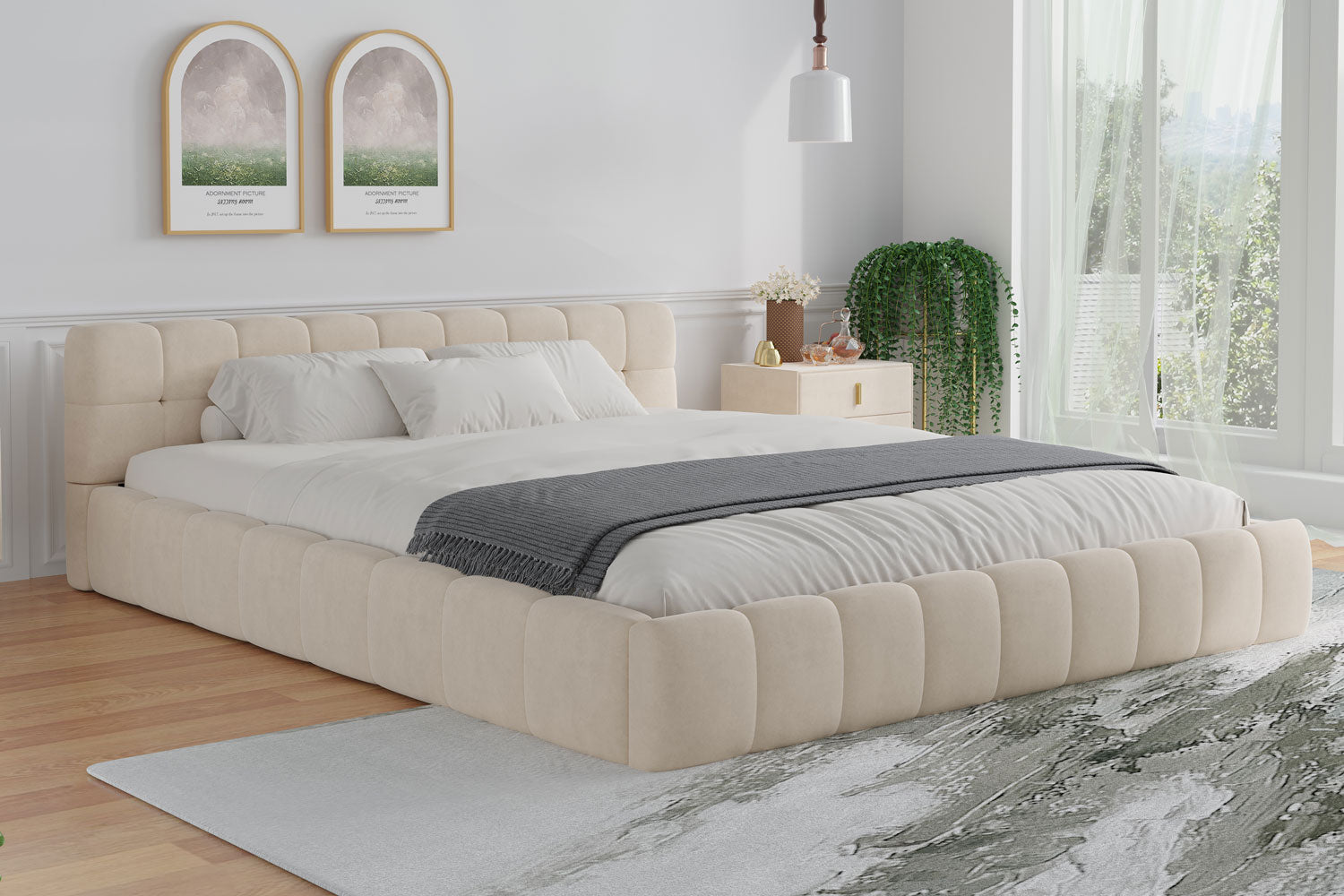 concept-usine-kansas-lit-velours-140x190-style-nuage-beige image 3