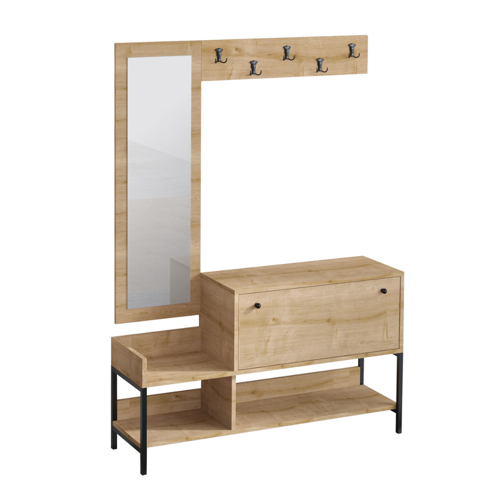 concept-usine-dragor-meuble-d-entr-e-bois-miroir-industriel image 4