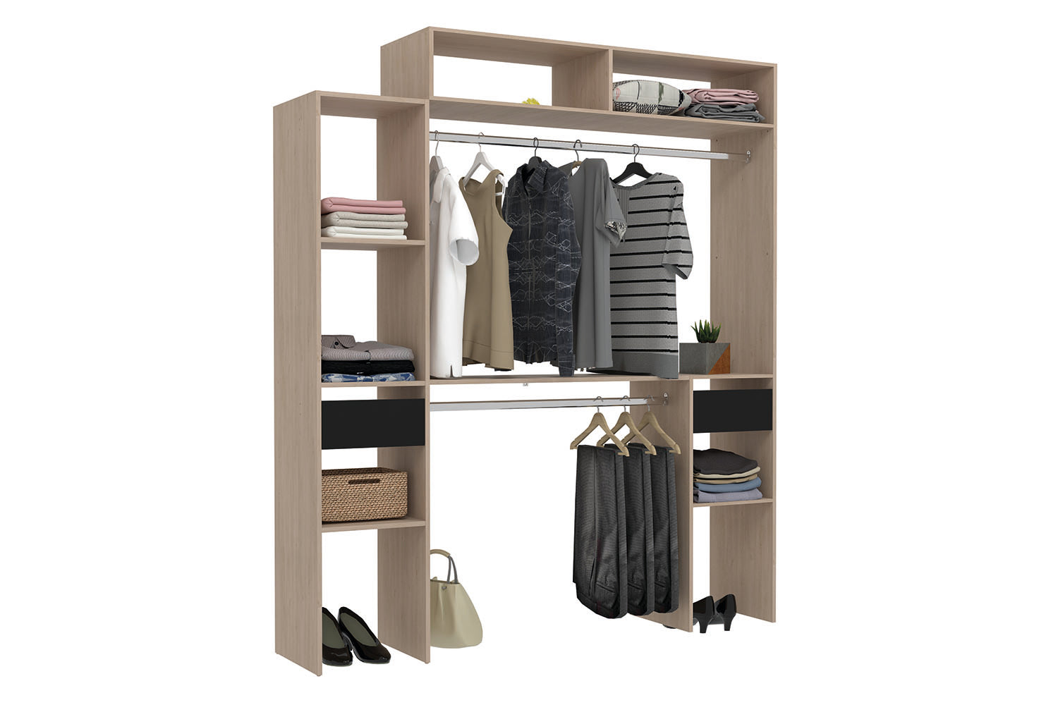 concept-usine-elys-e-dressing-blanc-140-cm-avec-rideau-2-tiroirs image 5
