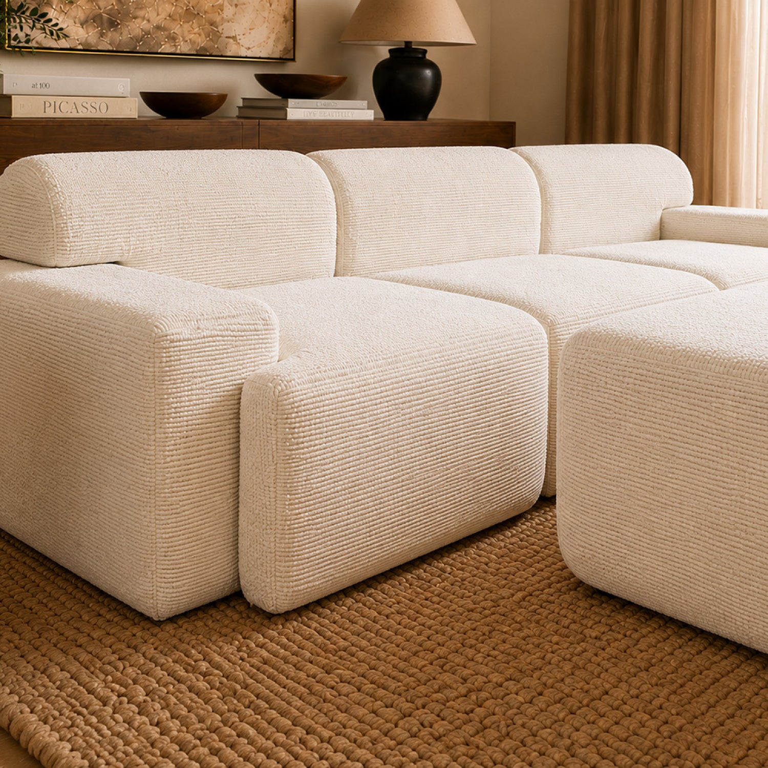 concept-usine-sheffy-canap-4-places-velours-c-tel-beige-avec-pouf image 7