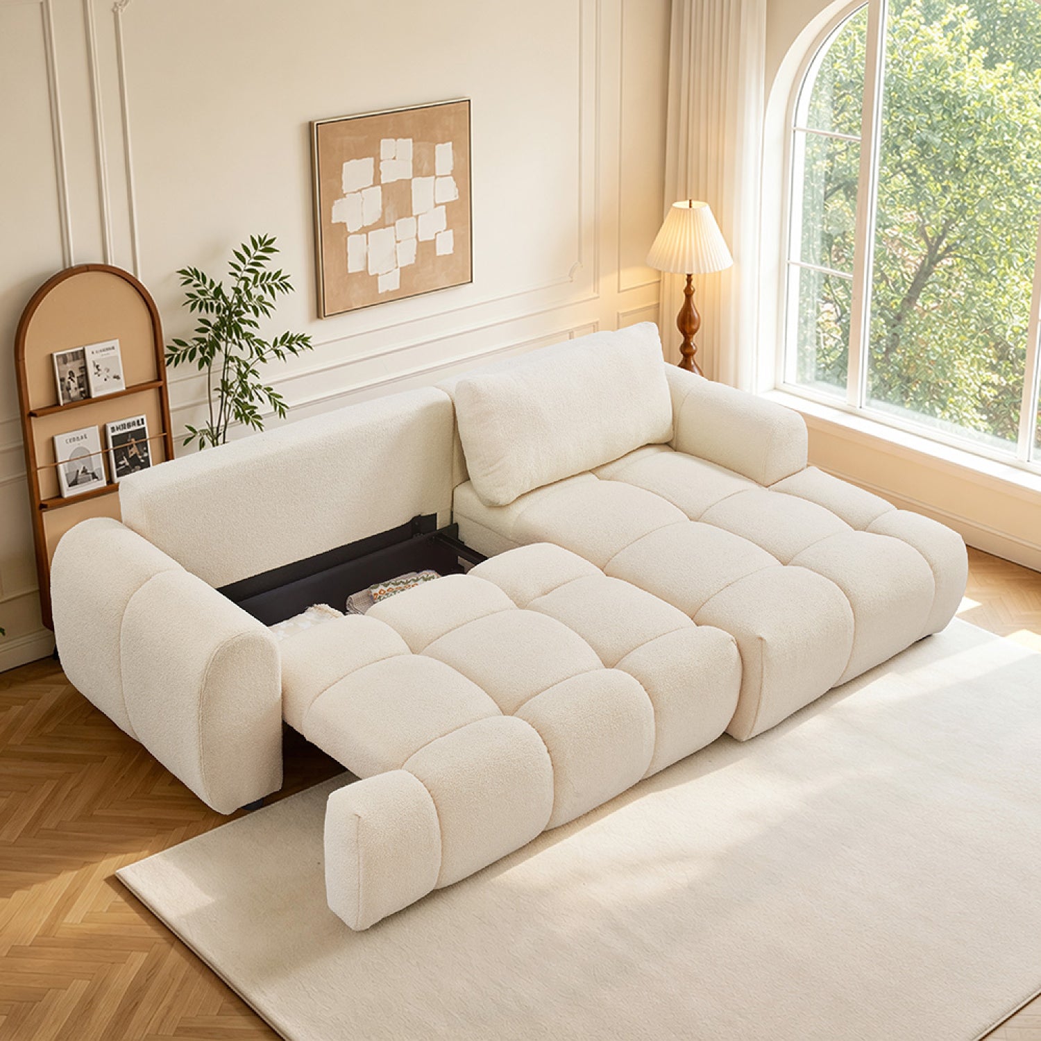 concept-usine-palms-canap-convertible-tissu-bouclette-beige image 3