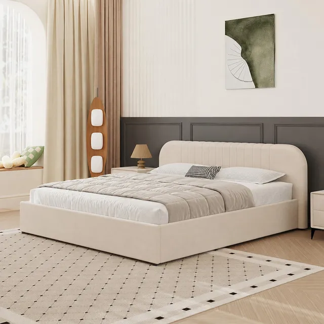 concept-usine-irvine-lit-coffre-160x200-velours-beige-avec-rangement image 1