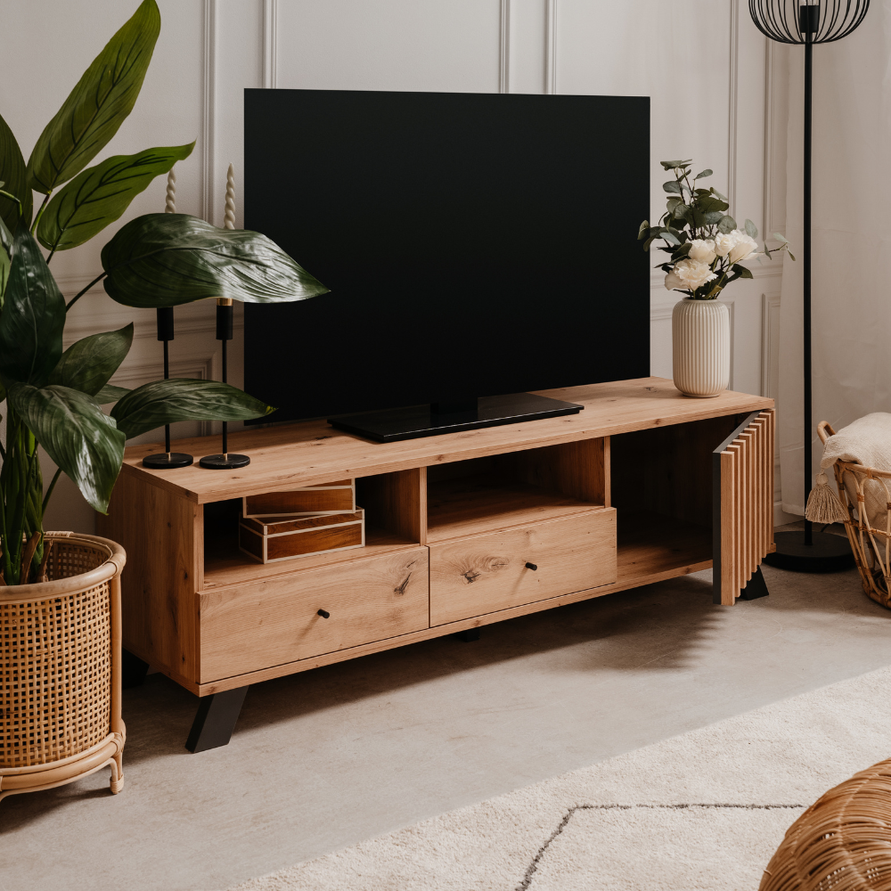 concept-usine-split-meuble-tv-140-cm-bois-industriel image 2