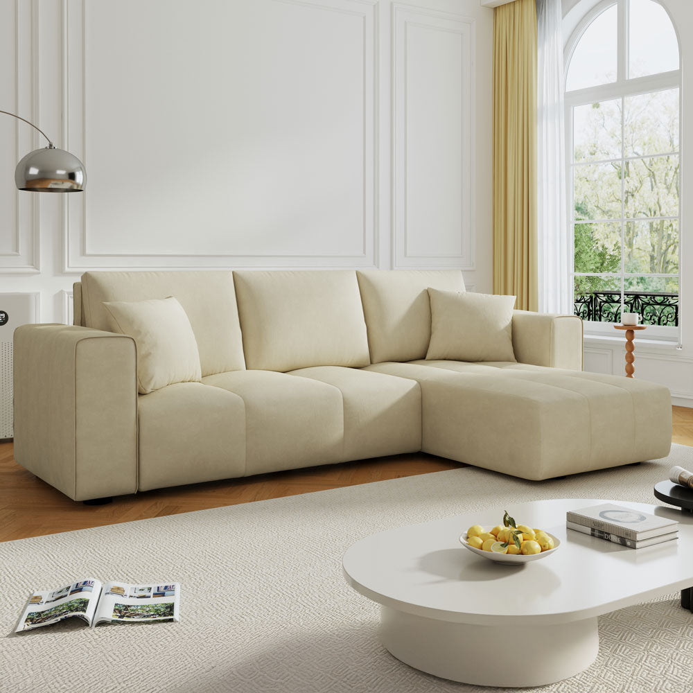 concept-usine-brighton-canap-angle-convertible-velours-beige image 1