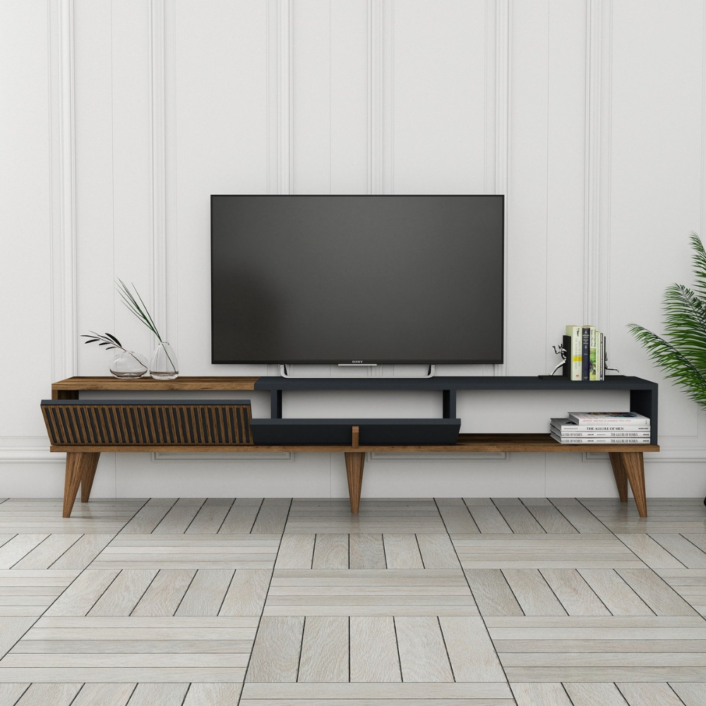 concept-usine-nola-meuble-tv-180-cm-bois-noyer-anthracite image 2