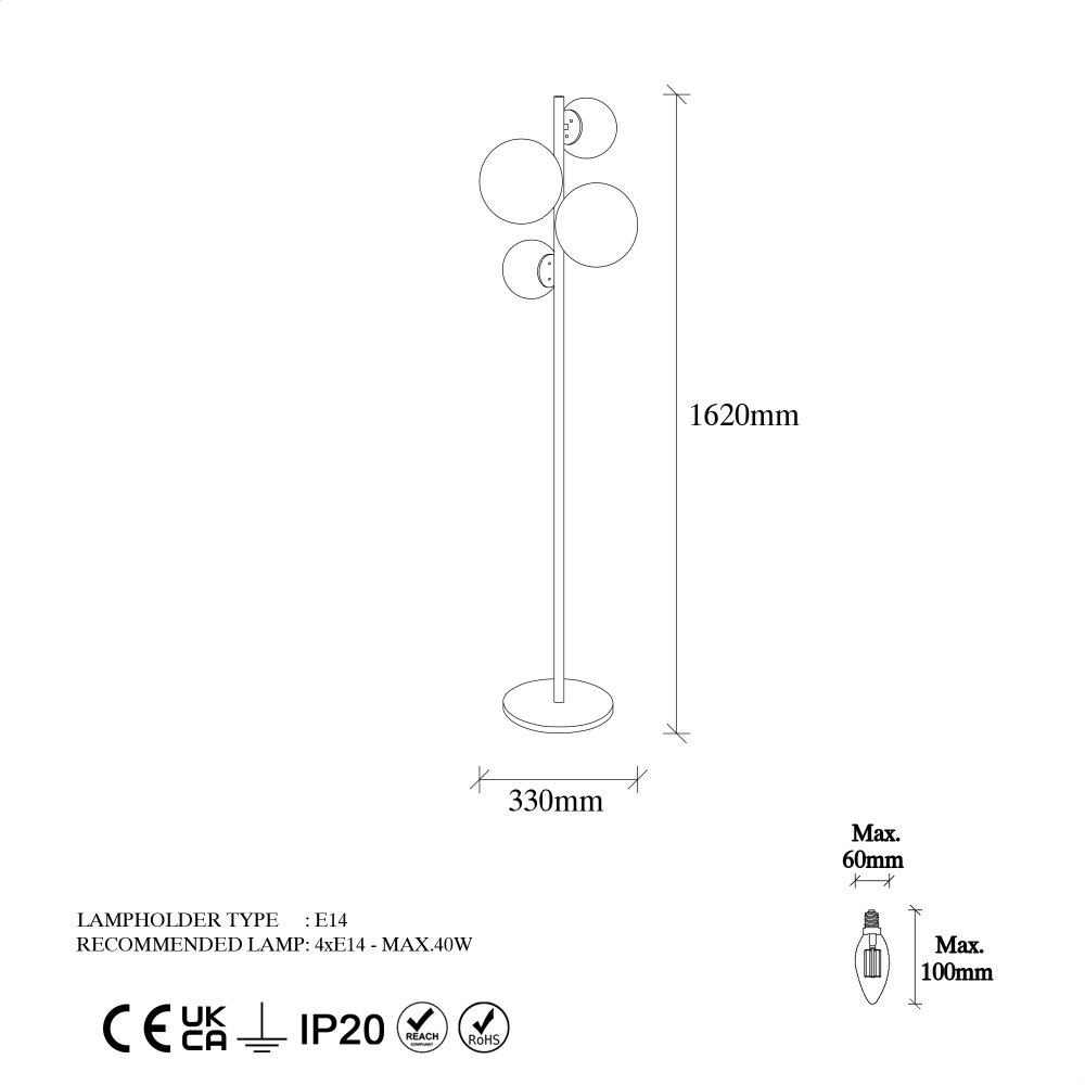 concept-usine-candice-lampadaire-dor-m-tal-4-diffuseurs image 5