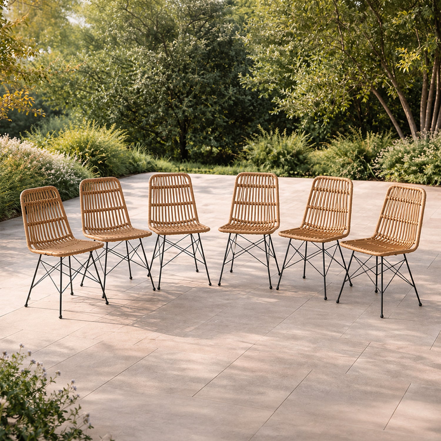 concept-usine-bago-lot-6-chaises-jardin-rotin-bois image 1