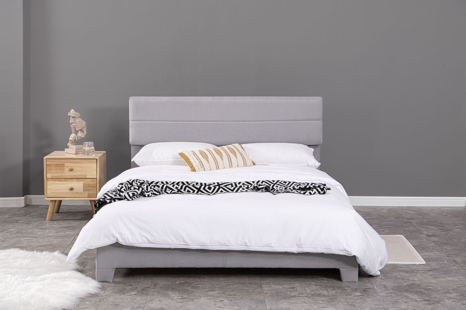 concept-usine-lincoln-lit-tissu-gris-160x200-cm-design image 1